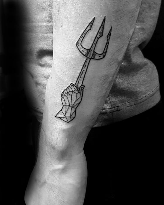 Outer Forearm Small Incredible Trident Tattoos For Men