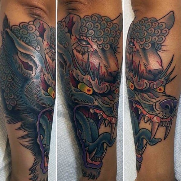 Outer Forearm Wolf In Sheeps Clothing Tattoo Ideas For Gentlemen