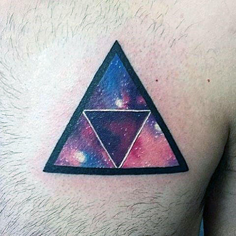 Outer Space Triforce Mens Upper Chest Tattoos