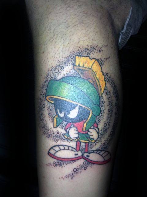 Outer Space With Marvin The Martian Male Leg Tattoos