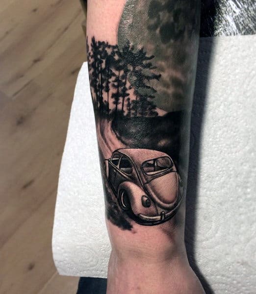 Outer Wrist Male Old School Car Tattoos