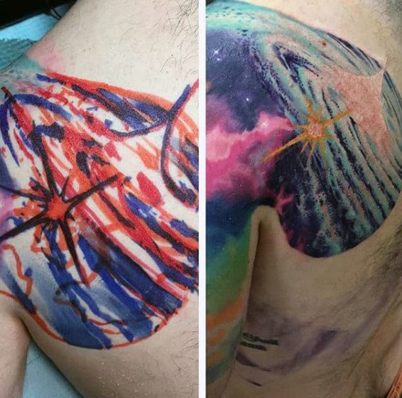 Outer Space Star Tattoos For Guys
