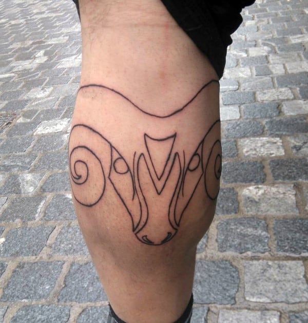 Outline Of Ram Aries Mens Leg Calf Tattoos