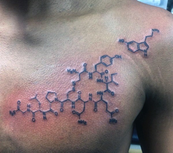 Oxytocin Serotonin Molecular Structure Science Tattoo For Men On Chest.