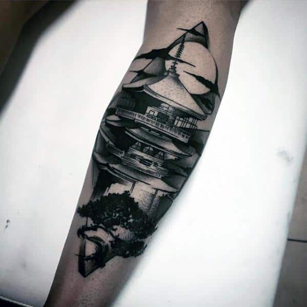 60 Pagoda Tattoo Designs For Men - Tiered Tower Ink Ideas