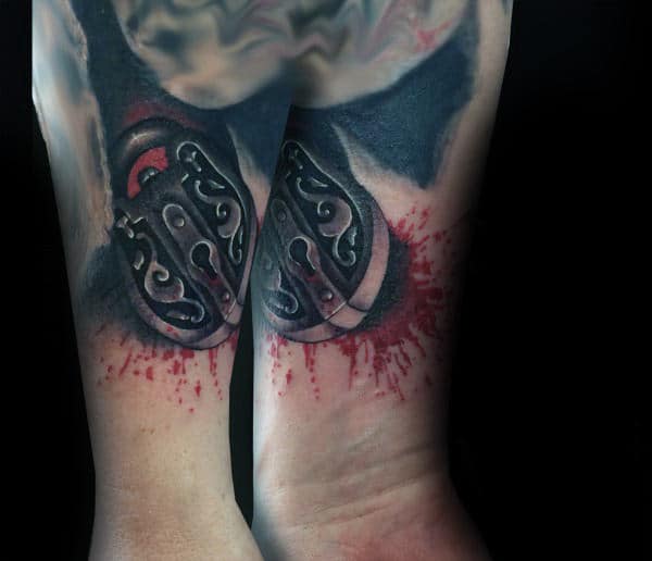 Paint Splatter Mens 3 Lock Wrist Tattoo Designs