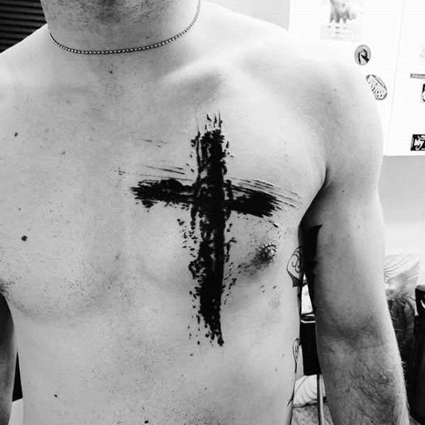 Paint Splatter Simple Christian Chest Tattoos For Men