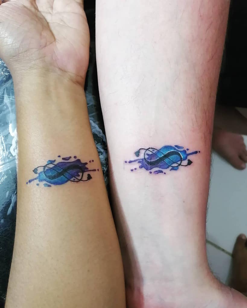 Pair Background Watercolor Purpleblue Hearts Group Infinity Tattoo