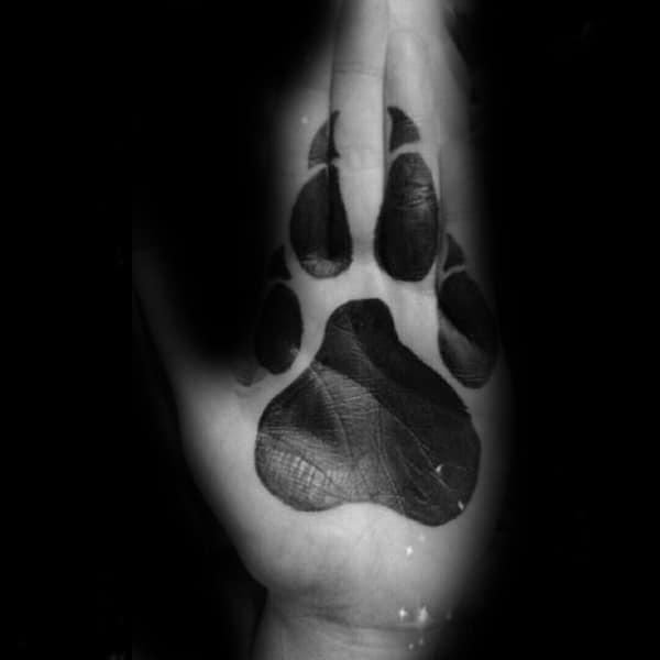 Palm Wolf Paw Solid Black Ink Tattoos