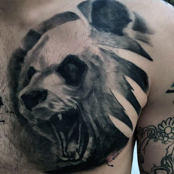 Panda Bear Animal Chest Tattoos For Guys