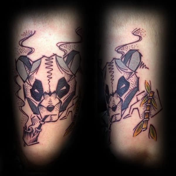 Panda With Pipe Mens Arm Tattoos