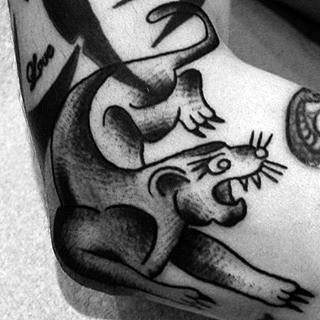 Panther Animal Inner Elbow Tattoos For Men