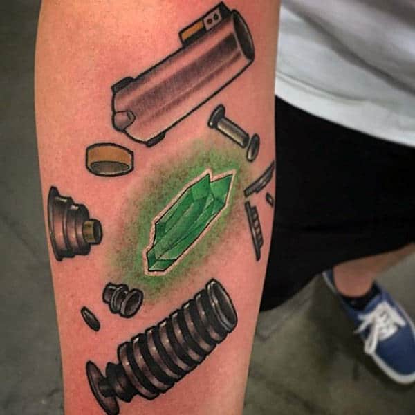 Parts To Lightsaber Mens Arm Tattoo