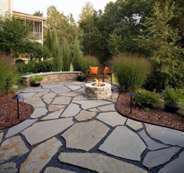 flagstone and gravel path