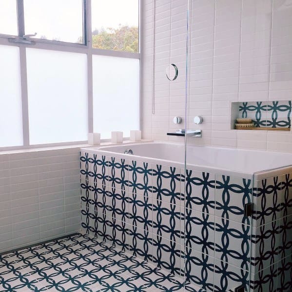 The Top 100 Bathroom Floor Tile Ideas, Blue And White Patterned Bathroom Floor Tiles