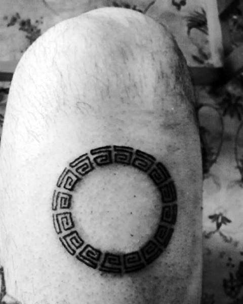 Pattern Circle Small Creative Mens Thigh Tattoo