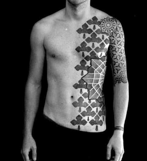 Pattern Cool Geometric Arm Tattoo For Guys