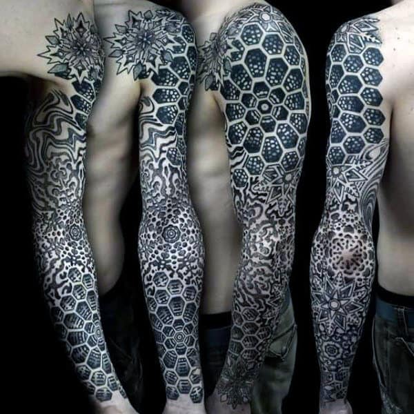 Pattern Detailed Mens Full Sleeve Geometric Tattoos