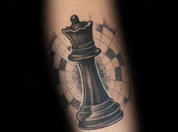 Pattern Geometrical King Chess Piece Mens Arm Tattoos