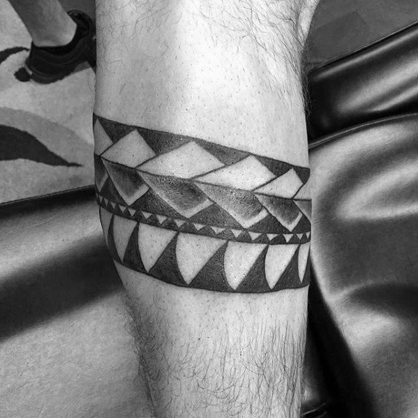 Pattern Male Leg Band Polynesian Tribal Tattoo Ideas