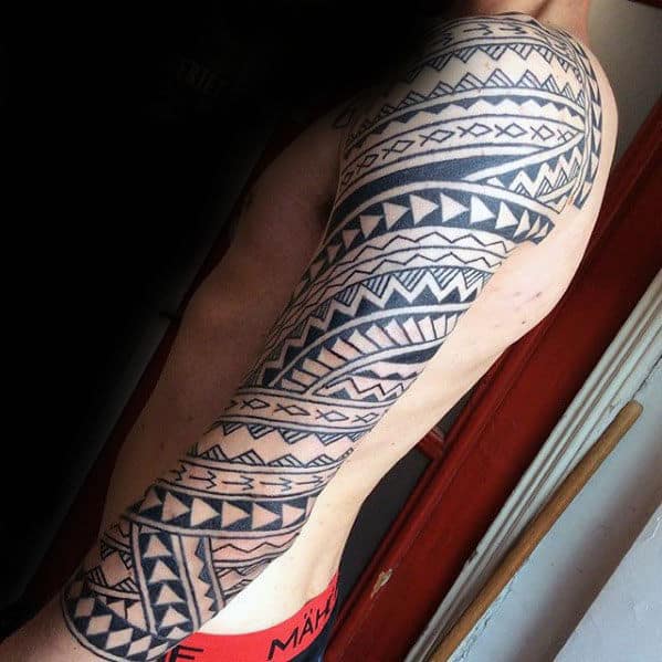 Pattern Polynesian Guys Tribal Sleeve Tattoo Designs
