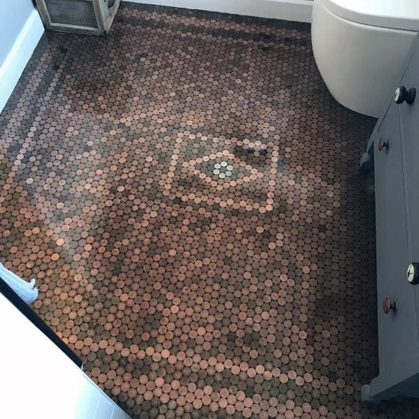 small pattern bathroom penny floor