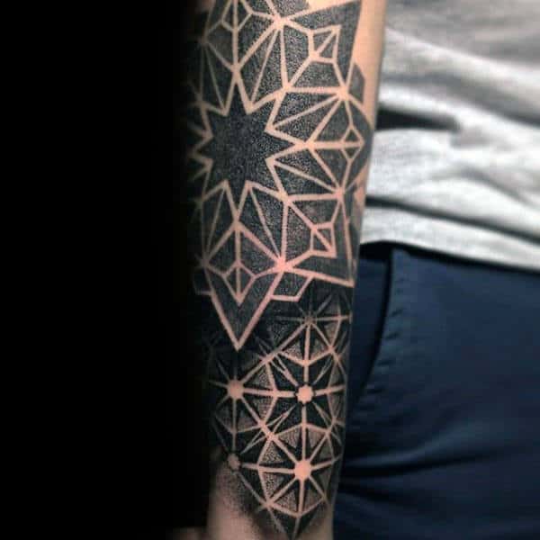 Pattern Star Guys Pointillism Forearm Tattoo