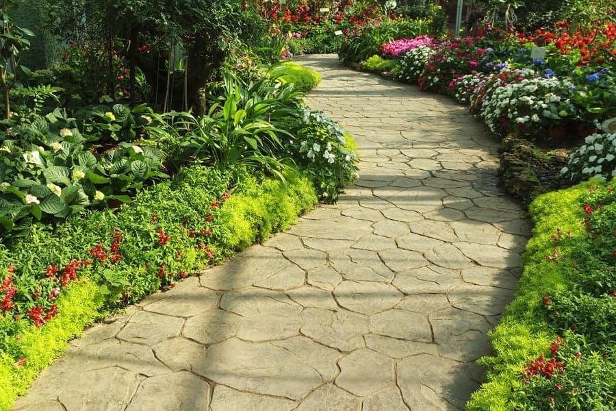stone paver landscaped pathway