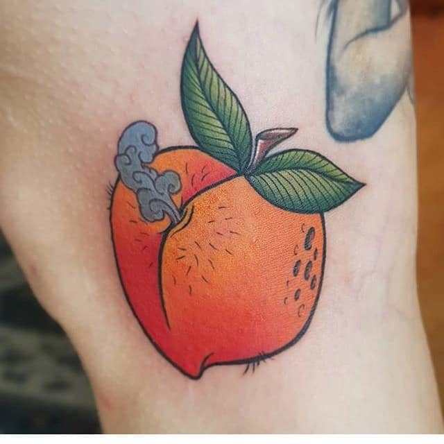 Peach Traditional Funny Tattoo