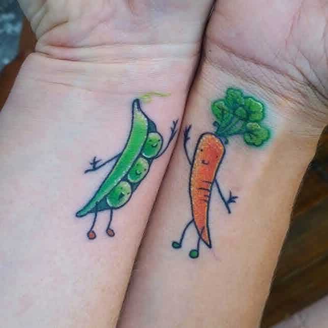 Peas And Carrot Matching Tattoo
