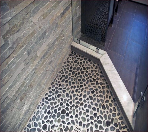 Pebble Rock Stones Bathroom Floor Ideas For Shower