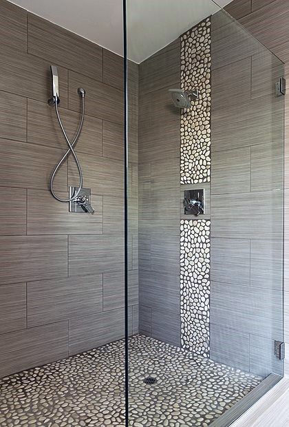 Pebble Tile Modern Shower Design Inspiration