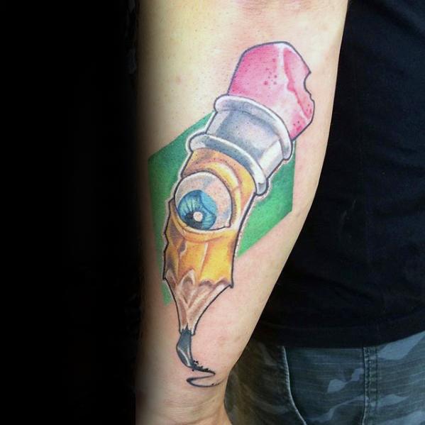 Pencil Tattoo Designs For Guys New School Inner Forearm