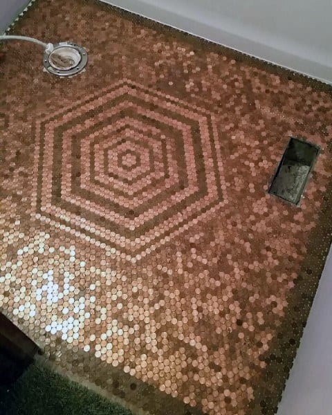 penny floor hexagon design 