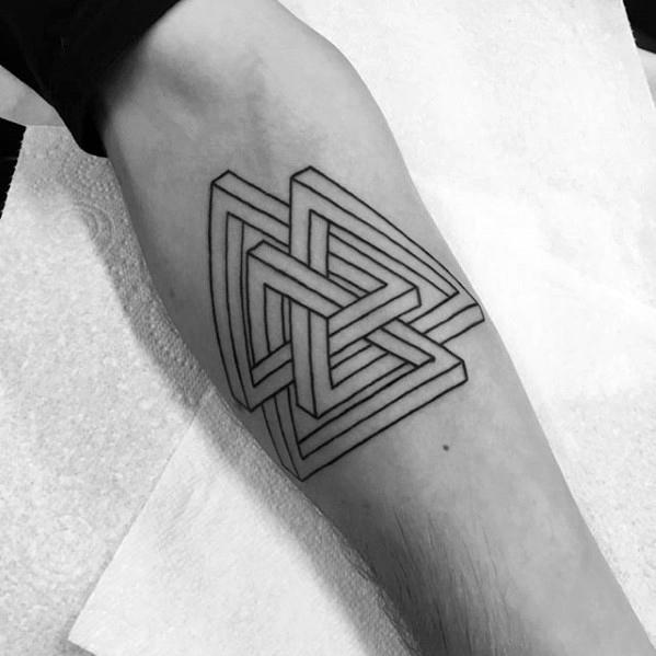 Penrose Triangle Male Tattoos On Forearm