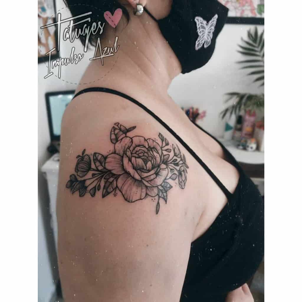 peony flower shoulder tattoo tatuajesimpulsoazul