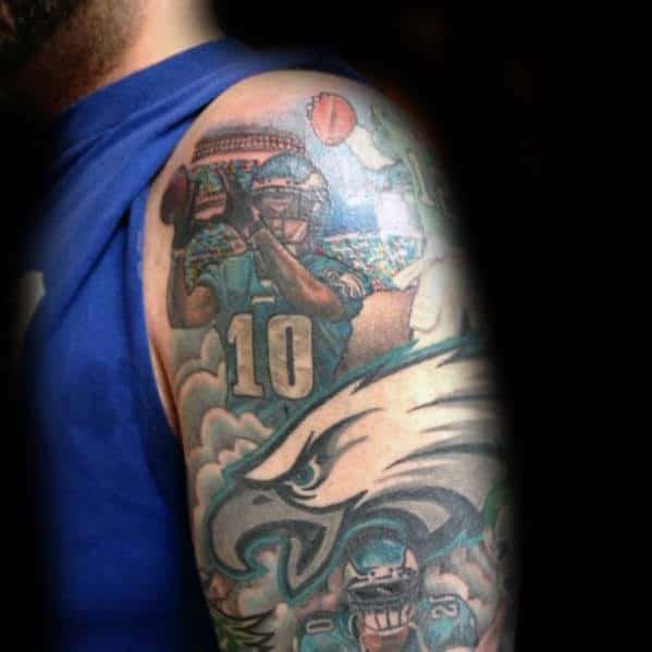 Philiadephia Eagles Half Sleeve Mens Football Themed Tattoo Designs