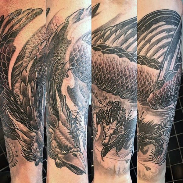 Phoenix An Dragon Tattoo Men Forearm