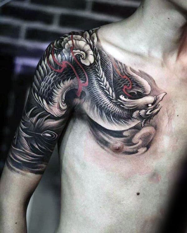 Phoenix Chinese Mens Half Sleeve Tattoos