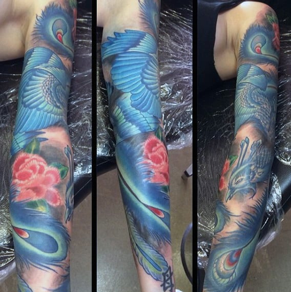 Phoenix Leg Sleeve Men's Tattoo