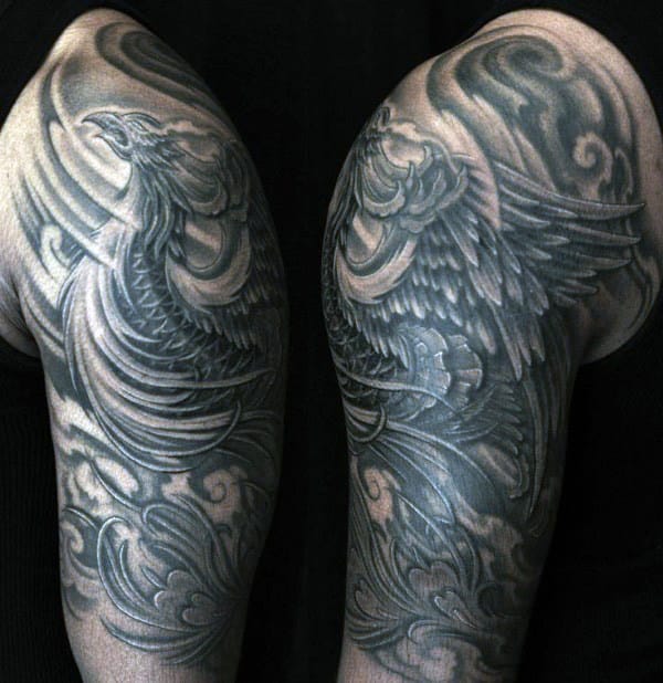 Phoenix Rising From Ashes Men's Tattoo