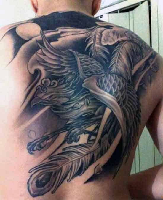 Phoenix Wings Tattoo On Men's Back