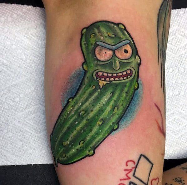 Pickle Rick Tattoo Design Ideas For Men.