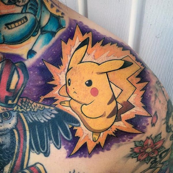Premium Photo | Capturing Pikachu's Vibrance A Stunning No Background Tattoo  Design