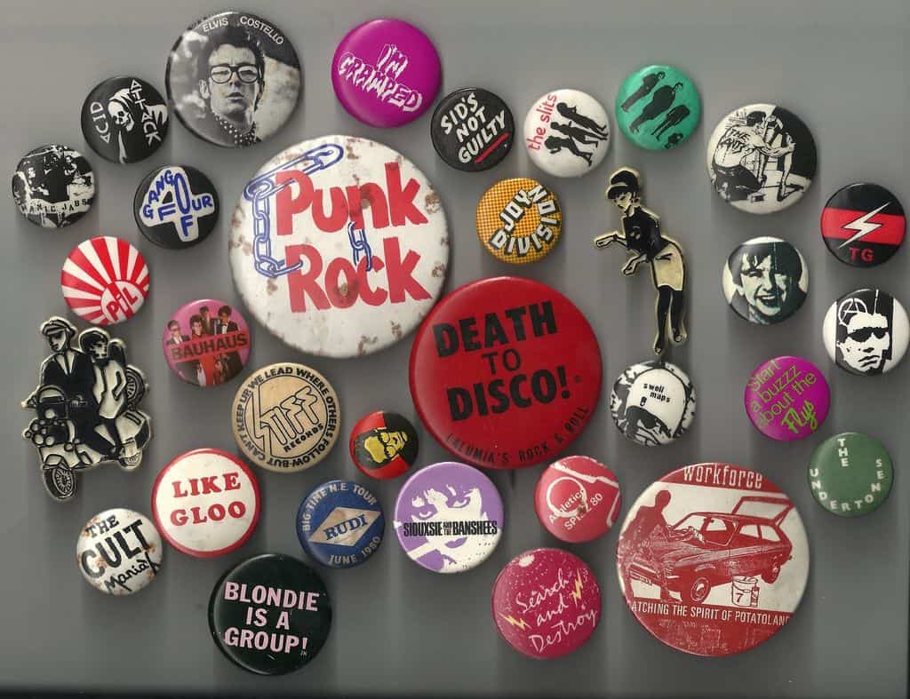A collection of punk pins