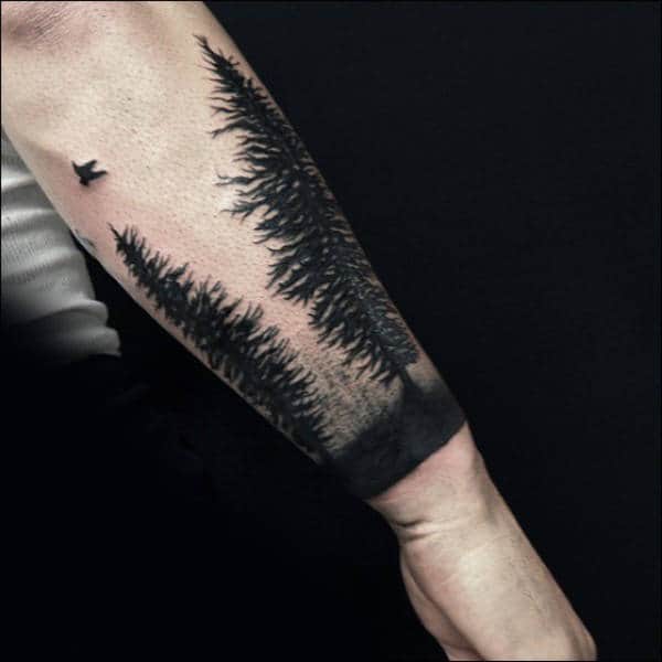Pine Tree Guys Forearm Tattoo Ideas