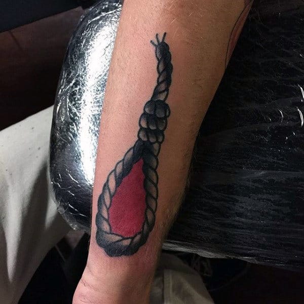 Pink Inside Rope Loop Tattoo Male Forearms