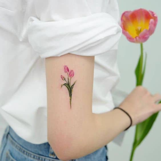 Pink Tulip Tattoo