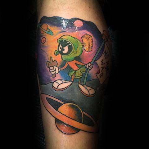 Planet With Marvin The Martian Guys Arm Tattoo