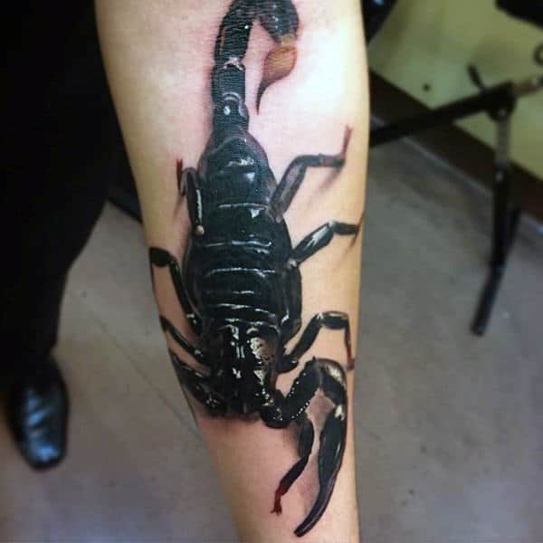 Poisonous 3D Inkjet Scorpion Tattoo On Forearms For Guys
